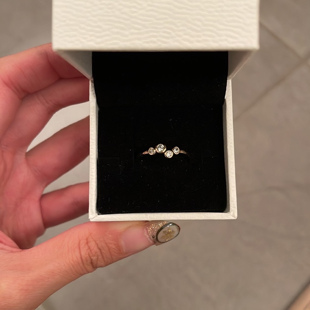 Mejuri ring, sterling silver with gold coating and quartz
